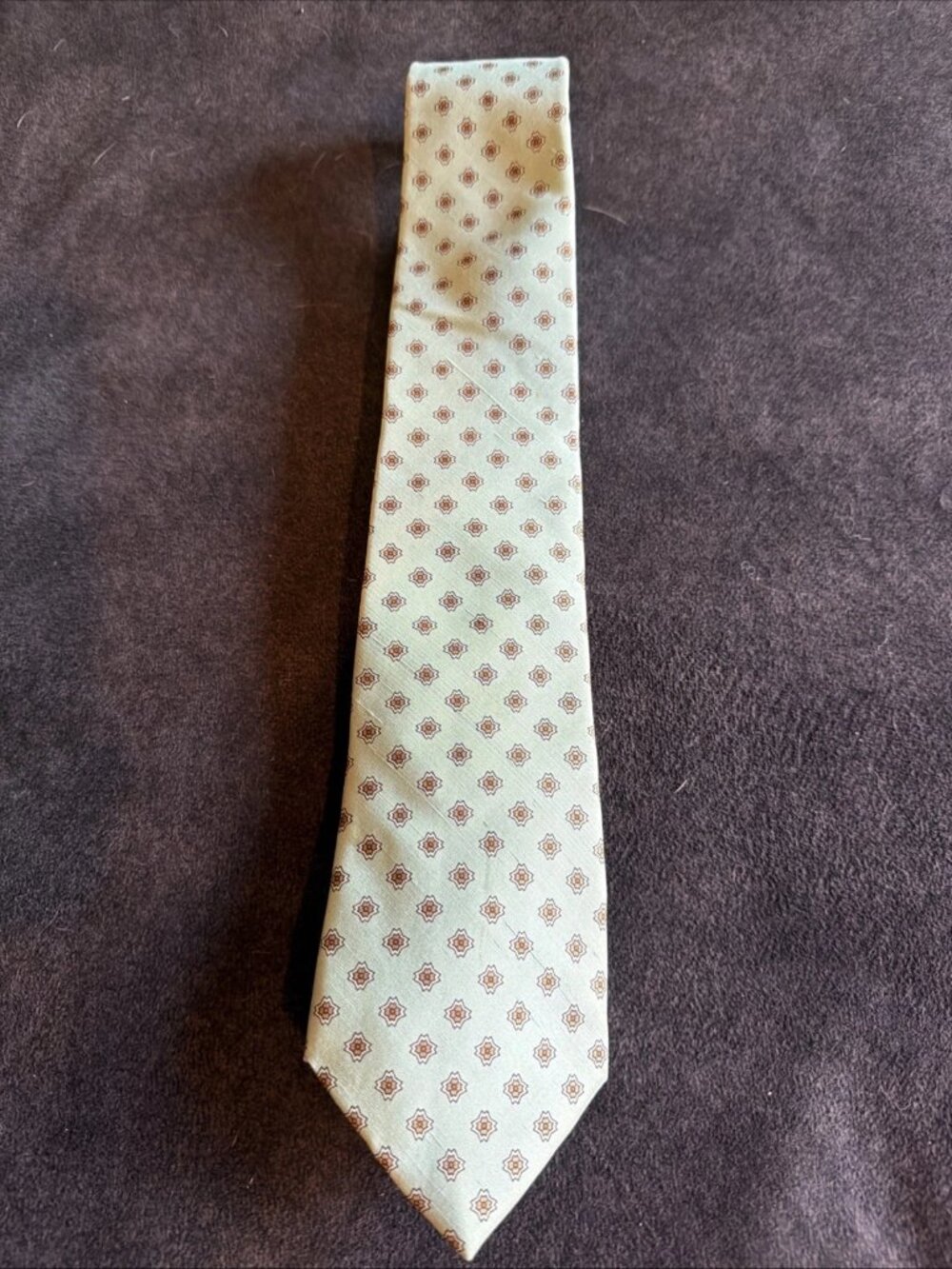 LANDS’ END Charter Collection Mint Green Geometric 100% Silk Tie